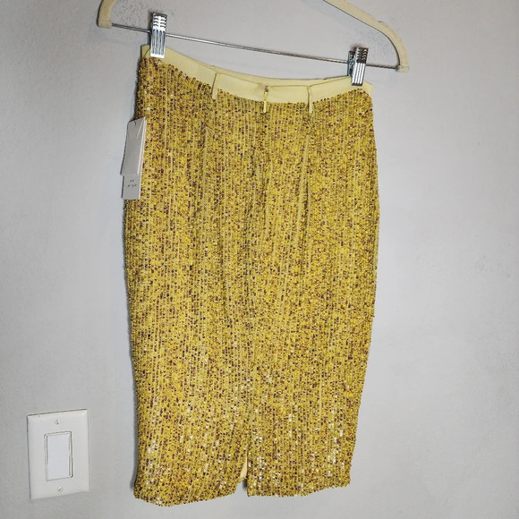 NWT Robert Rodriguez Yellow Citron Sequin Pencil Skirt women's size 0 - Picture 10 of 17